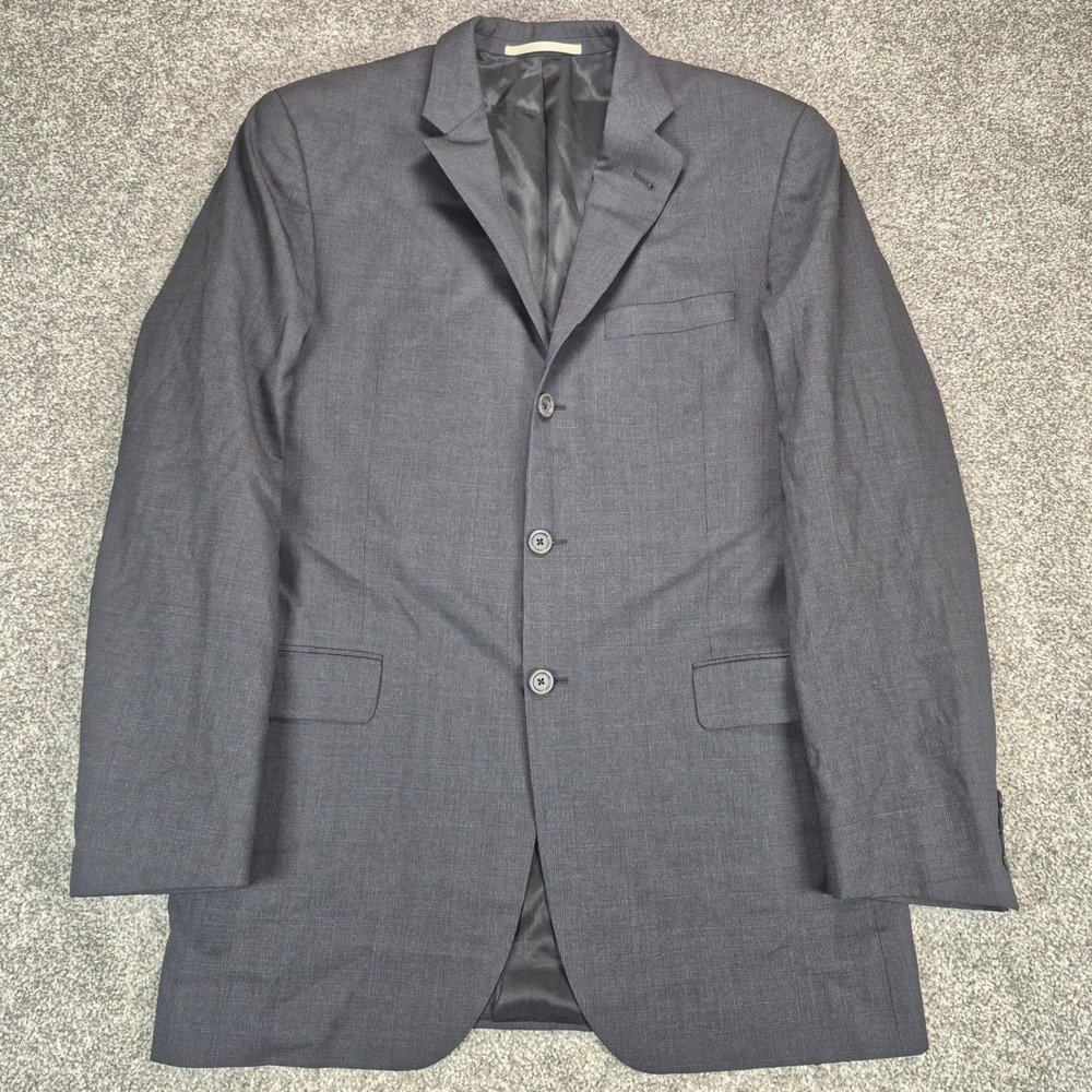 Burberry Blazer Mens 40L‎ Gray Glen Check 100% Wool 3 Button Jacket Made in USA
